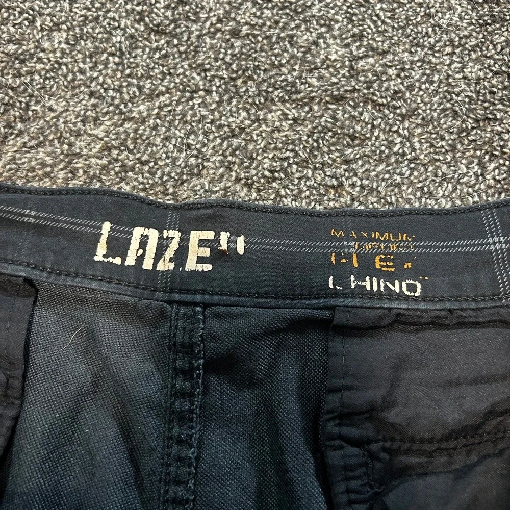 Lazer Chino Shorts Mens 36 Black Excellent Grid Plaid Maximum Flex Stretch